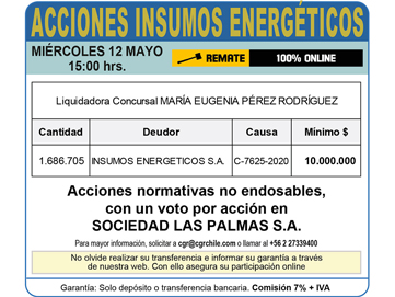 Remate de Acciones. Liquidación Insumos Energéticos